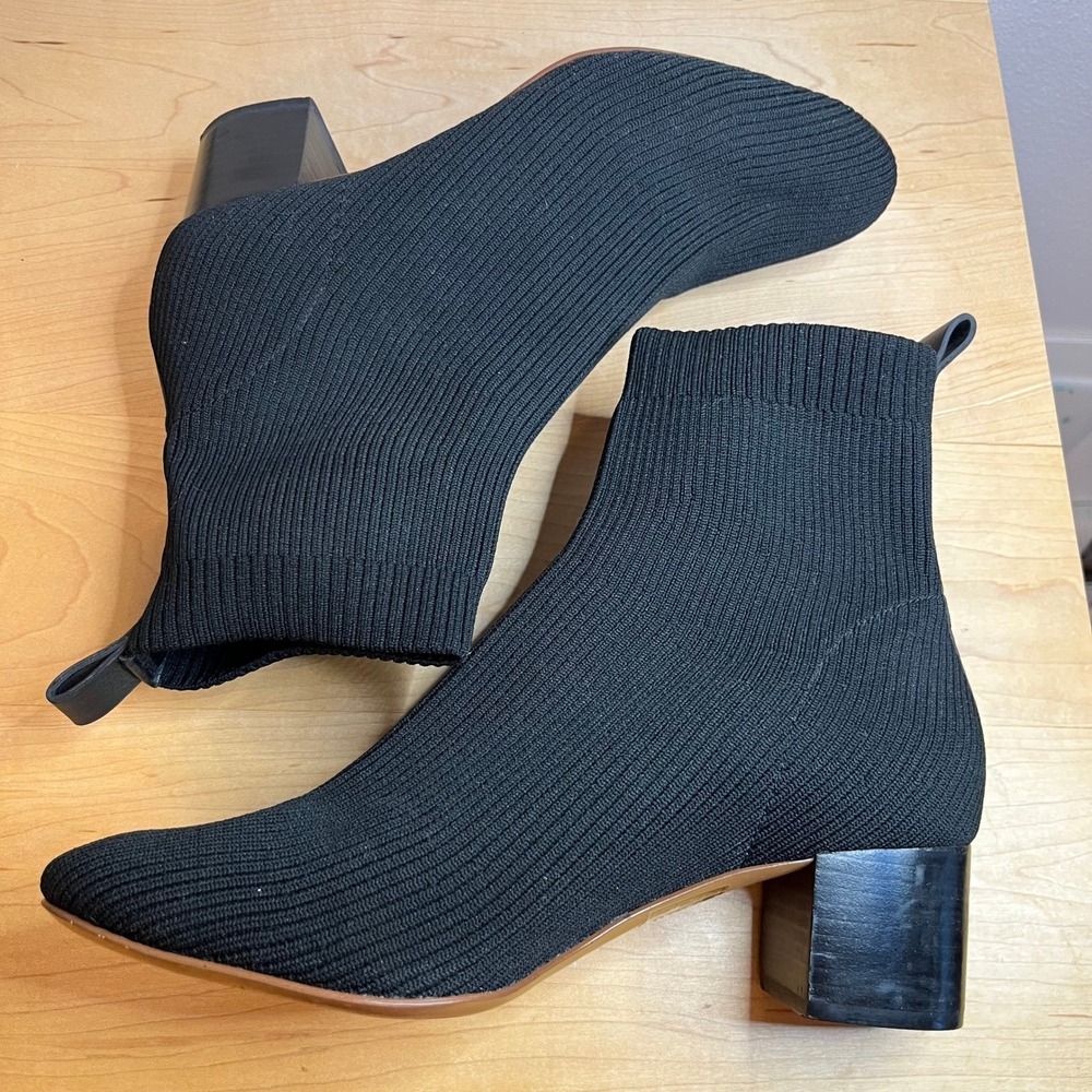 Everlane Black Glove Boot Block Heel Ankle Boots Square Toe Size 9.5 - Picture 12 of 15